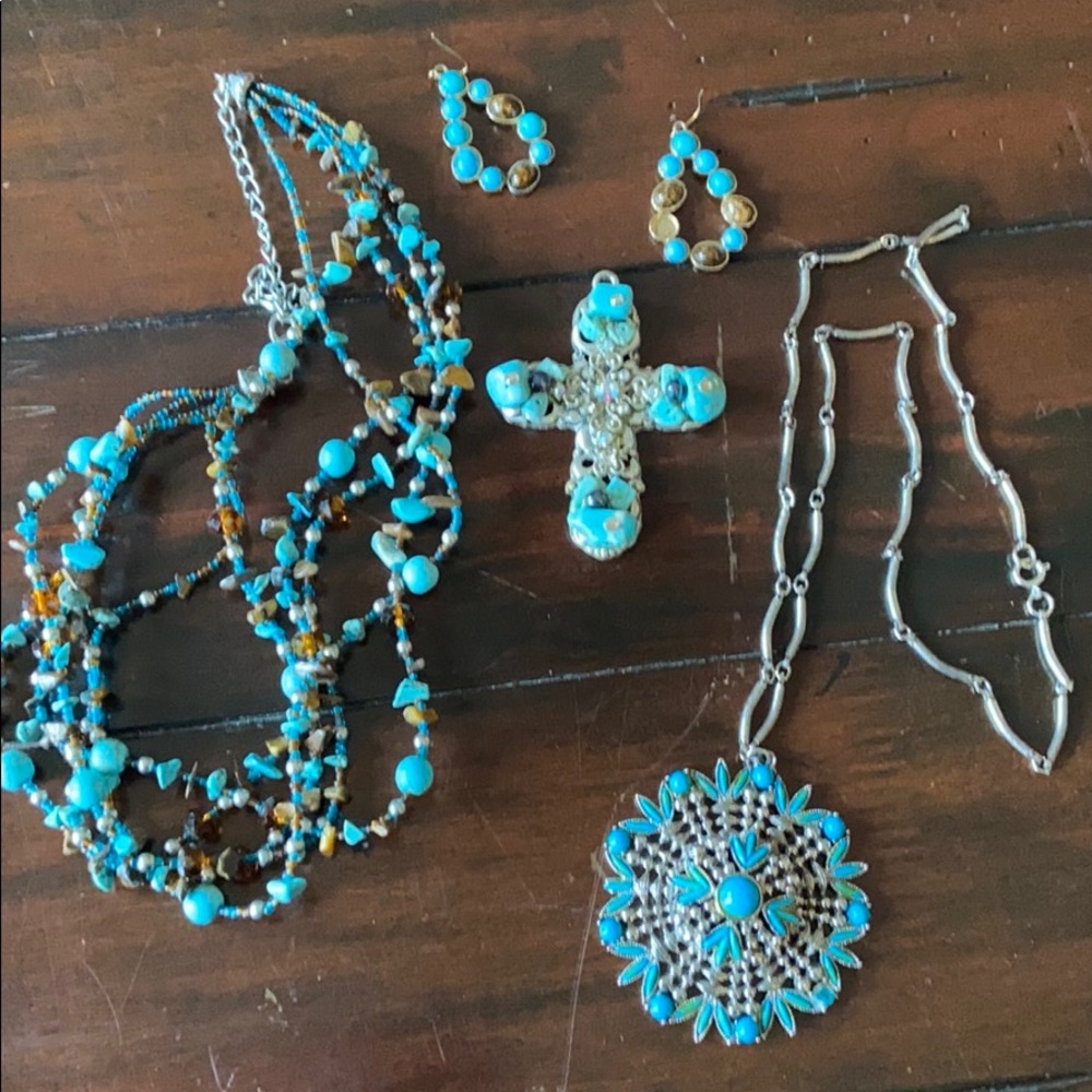 Tiger eye some turquoise and glass beads